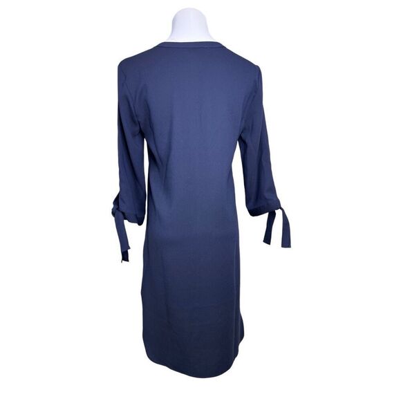 Donna Ricco New York Blue Tie Sleeve Shift Dress 2 NWOT Night Out Shirttail Hem - Picture 3 of 10